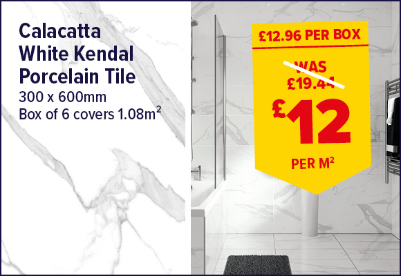 Calacatta White Porcelain Wall & Floor Tile 300 x 600mm