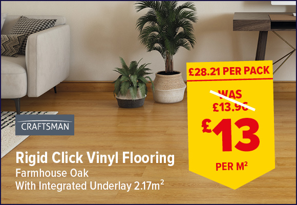 Craftsman Rigid Click Farmhouse Oak SPC Vinyl Flooring with Integrated Underlay 2.17m²