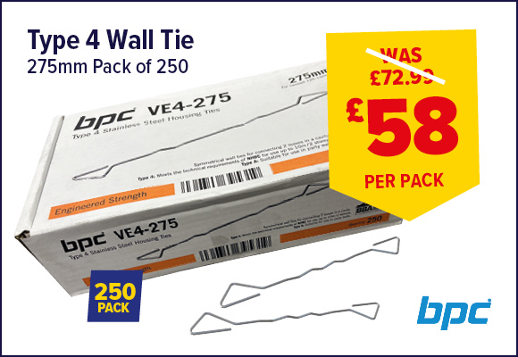 Light Duty Type 4 Housing Wall Tie 275mm Pack 250