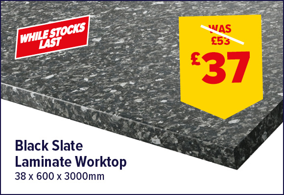Black Slate Laminate Worktop 38mm x 3m