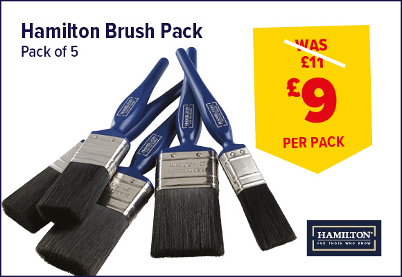 Hamilton For the Trade Plastic Handle Paint Brushes 5 Pack