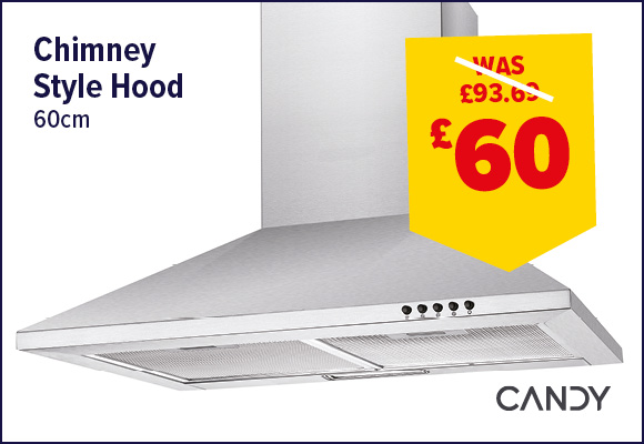 Candy 60cm Stainless Steel Chimney Style Cooker Hood