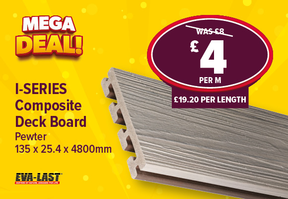 I-Series Composite 2 Sided Grooved Deck Board Pewter 25.4 x 135 x 4800mm