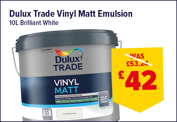 Dulux Trade Vinyl Matt Emulsion Pure Brilliant White 10L