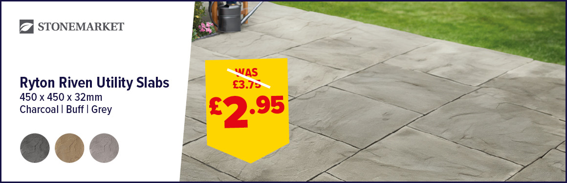Stonemarket Ryton Riven Utility Slab 450 x 450 x 32mm