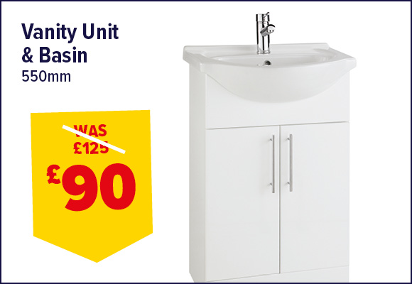 White 550mm Bathroom Vanity Unit & Basin