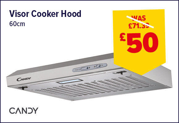 Candy 60cm Silver Standard Visor Cooker Hood