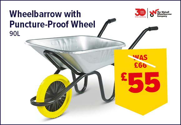 90L Galvanised Wheelbarrow With Puncture Proof Wheel