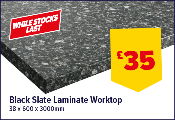 Black Slate Laminate Worktop 38mm x 3m