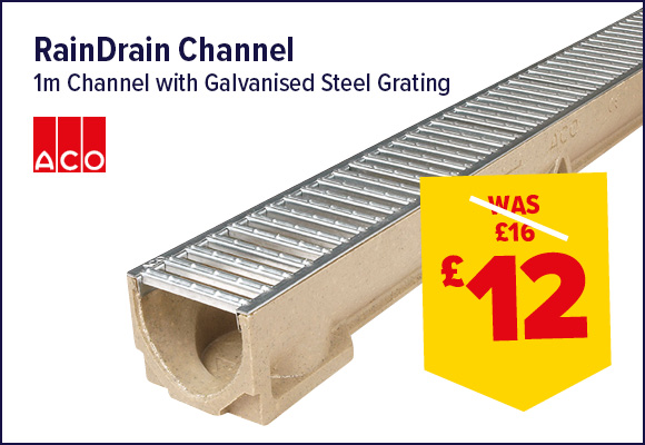 ACO RainDrain 1m Channel with Galvanised Steel Grating