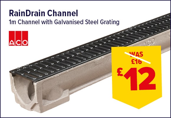 ACO RainDrain 1m Channel with Galvanised Steel Grating