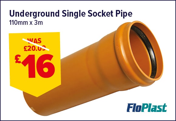 FloPlast Single Socket Underground Pipe 110mm x 3m