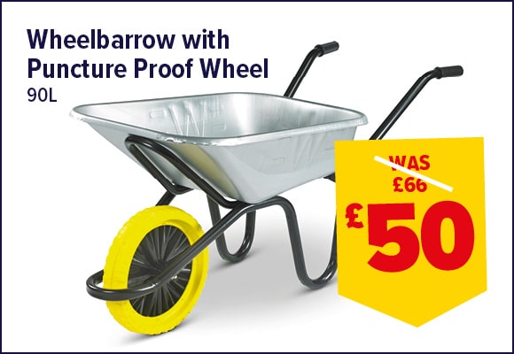 Galvanised Wheelbarrow With Puncture Proof Wheel 90L