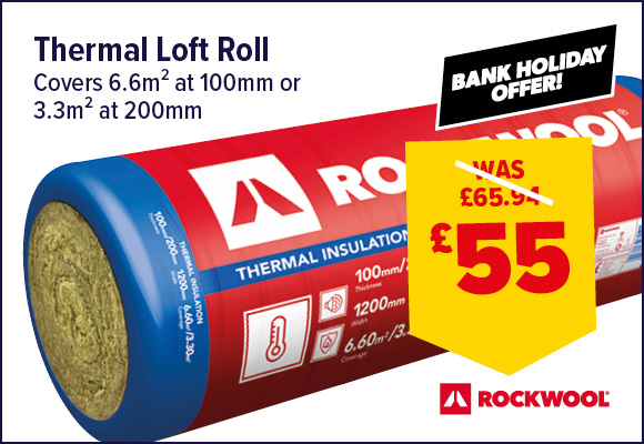 Rockwool Thermal Loft Roll Covers at 100mm/200mm 6.6m²/3.3m²