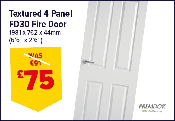 4 Panel Textured Internal Fire Door