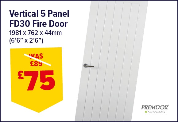 5 Panel Textured Internal Fire Door