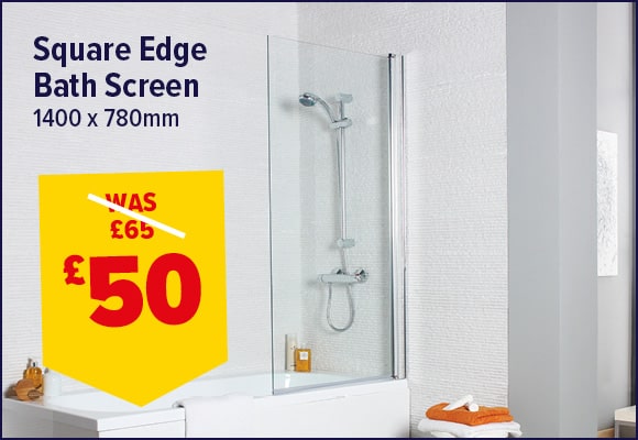 Koncept Chrome Square Edge Bath Screen