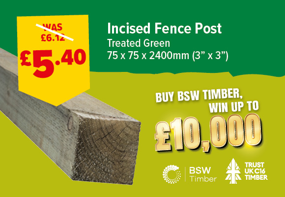 INCISED FENCE POST TREATED GREEN 75x75