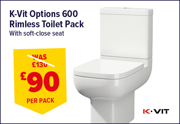 K-VIT OPTIONS 600 RIMLESS TOILET PACK 