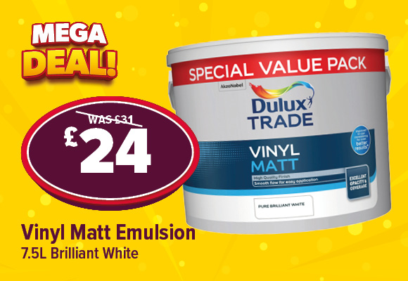 Dulux Trade Vinyl Matt Emulsion Brilliant White 7.5L