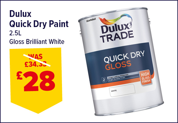 DULUX TRADE Q/DRY GLOSS BRILLIANT WHITE 2.5L