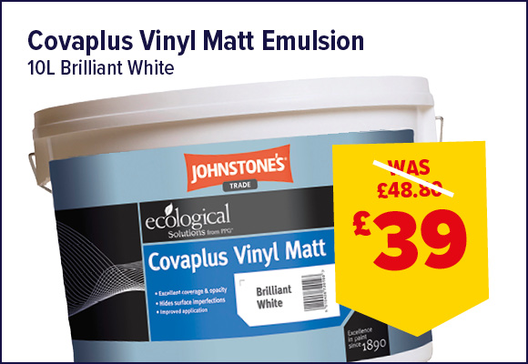 JOHNSTONES COVAPLUS VINYL MATT BRILLIANT WHITE 10L