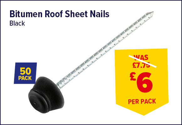 BITUMEN ROOF SHEET DRIVE NAILS PK 50 BLACK