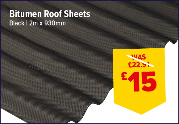 BITUMEN ROOF SHEET 2M X 930MM BLACK.