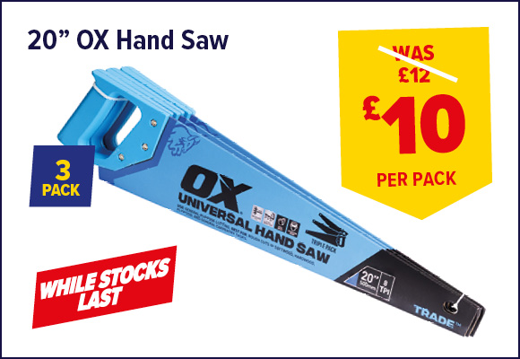 OX TRADE HAND SAW 20 INCH / 500MM - TRIPLE PACK