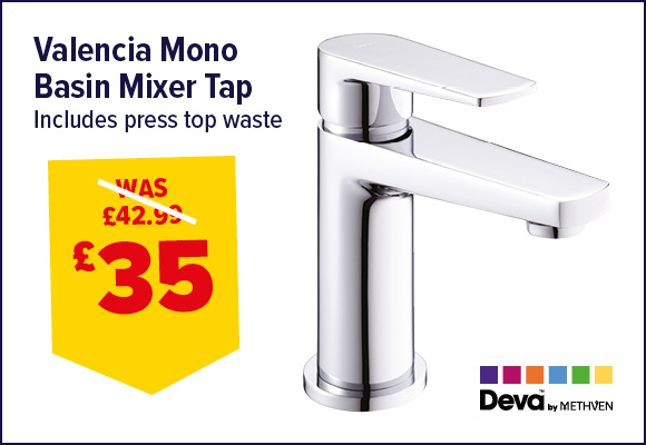DEVA VALENCIA MONO BASIN MIXER TAP CHROME - WITH WASTE