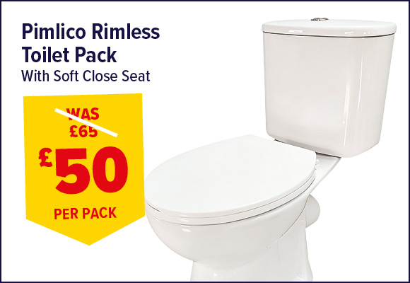 PIMLICO RIMLESS TOILET PACK WITH SOFT CLOSE SEAT