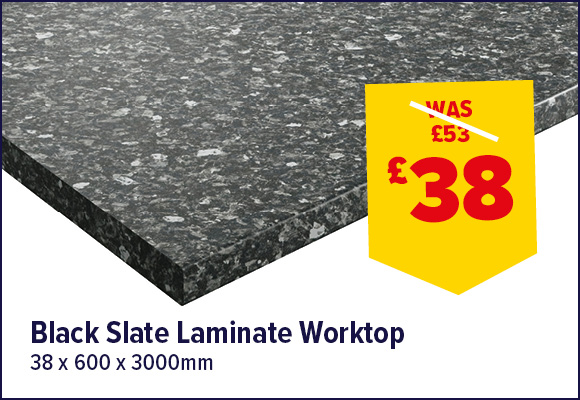 BLACK SLATE MATT WORKTOP 3m x 38mm x 600mm