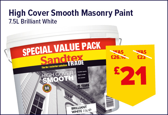 Sandtex Trade High Cover Smooth Masonry Paint Brilliant White