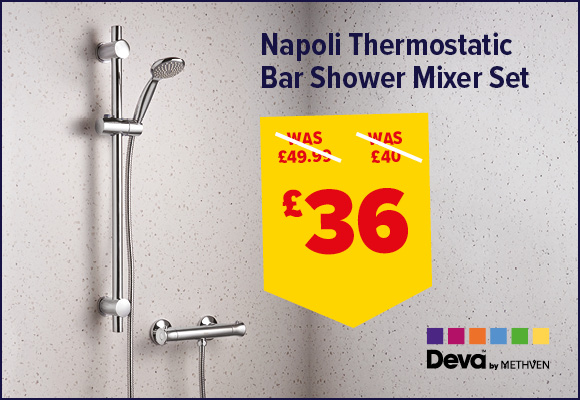 Deva Napoli Thermostatic Bar Shower Mixer with Kit
